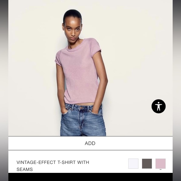 NWT Zara vintage affect Tshirt with seams - Picture 4 of 15
